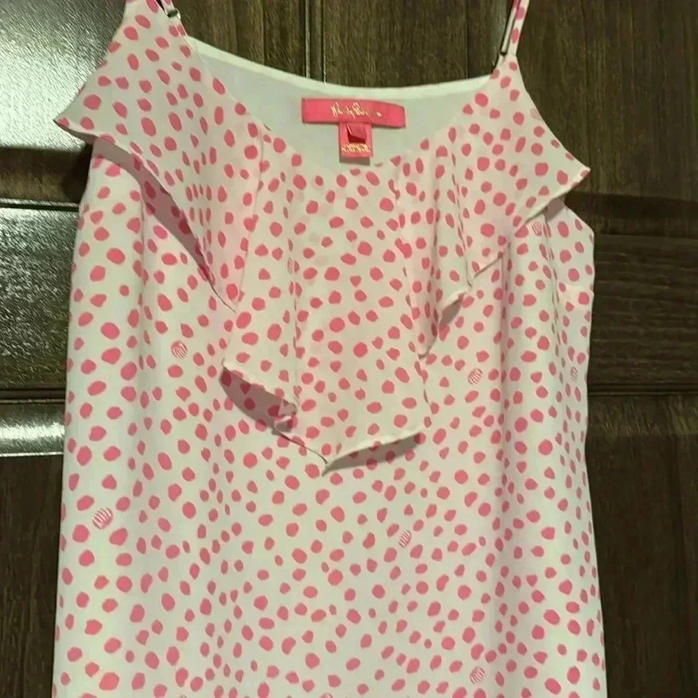 Lilly Pulitzer Pink Polka Dot Tank Top Camisole Womens Small Fun Flirty Summer - Picture 4 of 8